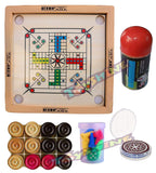 Toyshine Kids Wooden Carrom Board with Ludo (MID SIZE- 50 cms) |Coins, Stricker, Powder and Ludo Coins Included SSTP