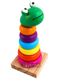 Toyshine Wooden Toy Stacker with Multiple Coloful Stacking Rings, Shapes Learning Educational Toy for 2 3 4 Year Kids, Assorted Animal Shapes