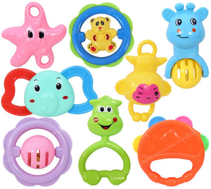 Toyshine Pack of 8 Rattle Set for New Born Babies, Toy for Babies, Non-Toxic