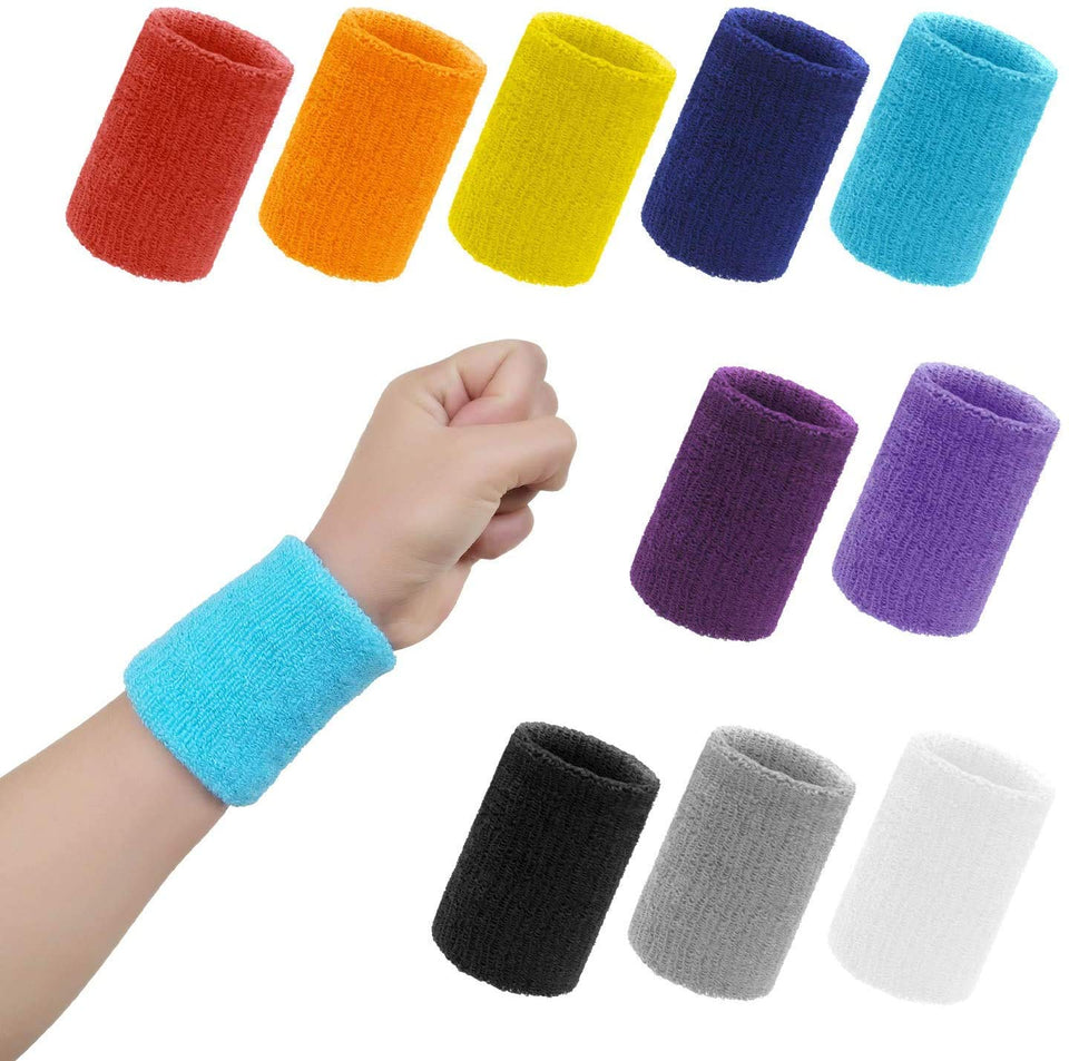 Toyshine Thick Cotton Wristbands (6 INCHES) , Athletic Sweat Bands for Sports Activities, Pack of 2 Pairs (SSTP)