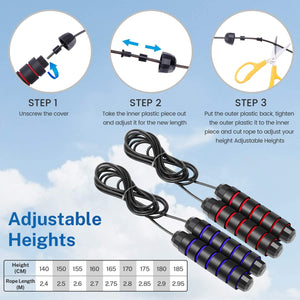 Toyshine Jump Rope for Fitness Heavy Weighted 8ft,10ft Tangle Free Ball Bearings Adjustable Skipping Rope, Color May Vary SSTP
