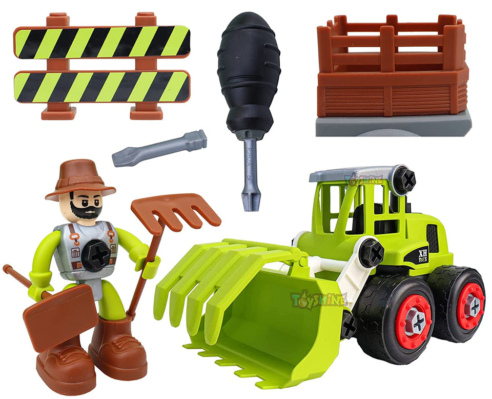 Toyshine Farmers Planet DIY Take Apart Farm Truck Playset for 3,4,5,6 Year Old Kids STEM Building Toy- Model B - Forklift