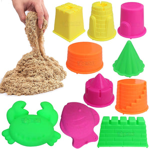 Toyshine 1 Kg Creative Sand for Kids with Free 8 pcs Castle Molds 1 Bonus Mold | Kids Activity Toy Soft Sand Clay - Natural Color