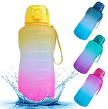 Spanker Motivational Water Bottle Gallon with Time Marker Large Capacity 2000ML, Leakproof BPA Free Fitness Sports Water Bottle ,(Yellow-Pink) SSTP