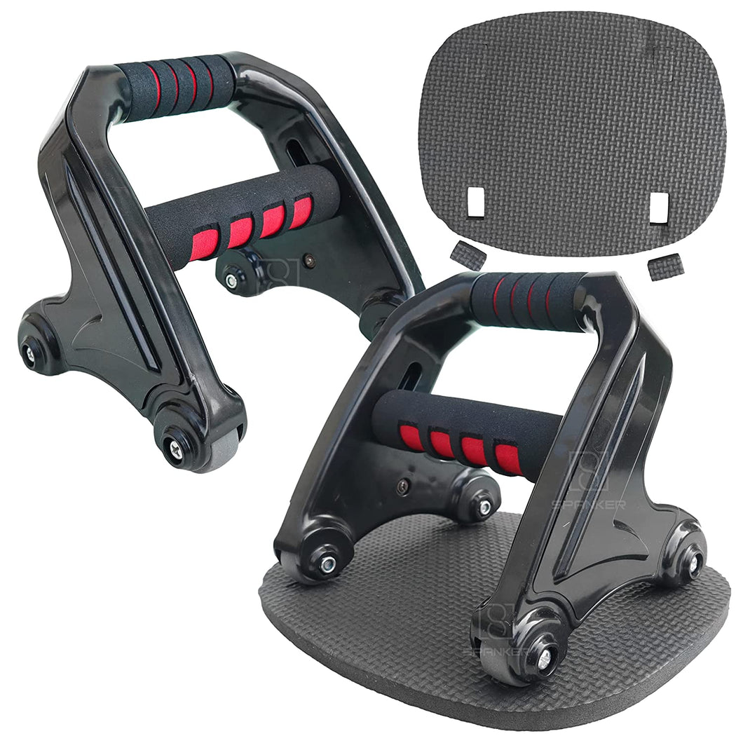 Spanker Push Up Stand Cum AB Roller Wheel for Abdominal Exercise- Lower AB Exercise Equipment for Home Gym Core Workout for Women and Men SSTP