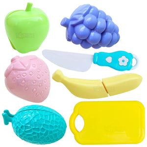 Toyshine Realistic Sliceable 5 Pcs Fruits Cutting Play Toy Set, Can Be Cut in 2 Parts, Pastel Color