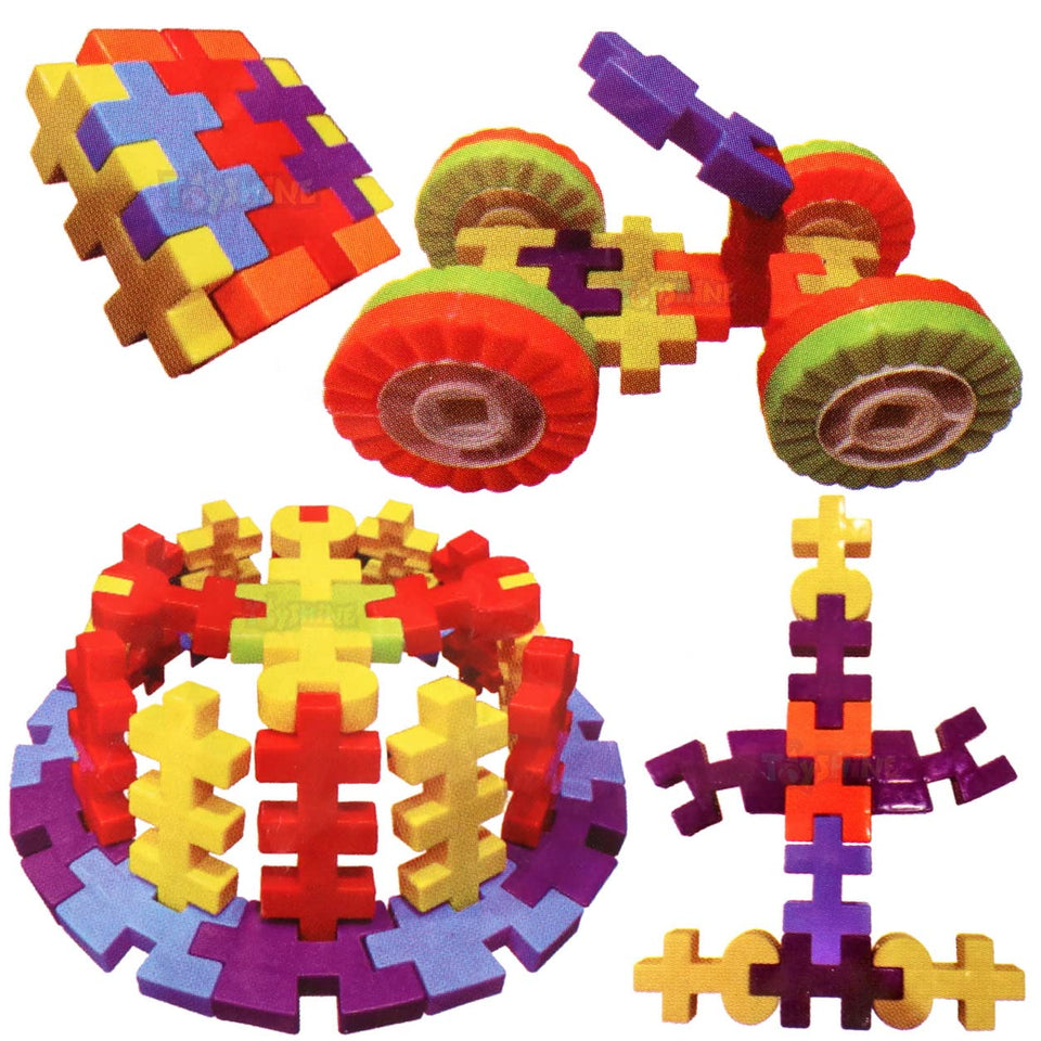 Toyshine Tetris 80+ Smart Intelligent Blocks Construction Blocks with Tyres for Car Making, Learning Toy, Plastic, Age 3-7 Years- Multi-Color