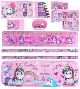 Toyshine Pack of 2 Unicorn Stationary Set - Colors, Pencil Box, Sharpners, Pencils, Ect- Birthday Party Return Gift Party Favor for Kids