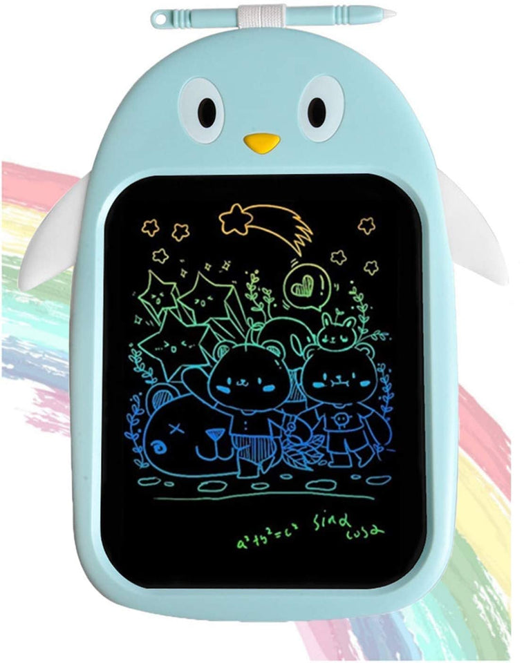 Toyshine Penguin Design Colored Writing Tablet for Kids, 8.5 Inches - Blue