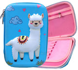 Toyshine Sheep Hardtop Pencil Case with Compartments - Kids Large Capacity School Supply Organizer Students Stationery Box - Girls Pen Pouch- Blue