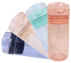 Toyshine Tritan Cup Water Bottle Tumbler with Pill, Supplement, Dry Fruit Storage Spill Proof Lid, Straw BPA Free for Kids School and Office, Soft Handle Grip - Drinkware - 420 ML - Peach