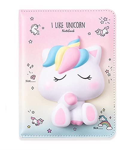 Toyshine Unicorn Stress Relief Notebook with Soft Touch for Kids Girls Students Gift, PU Leather Hardcover School Office 7×5 Inch 128 Pages (TS-2022)