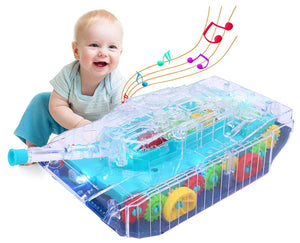 Toyshine Transparent Concept Tank Musical and 3D Lights Kids Vehicle, Toy for 2 to 5 Year Kids Baby Toy, Multicolor