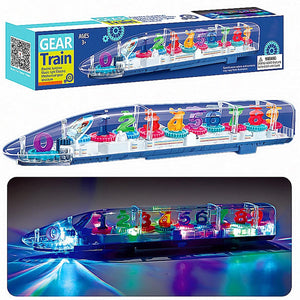 Toyshine Big Transparent Bump and Go Train with 3D Lightning, Moving Gears and Music | Birthday Toy Gift for 2-5 Year Old Boy, Girl, Baby - Numbers