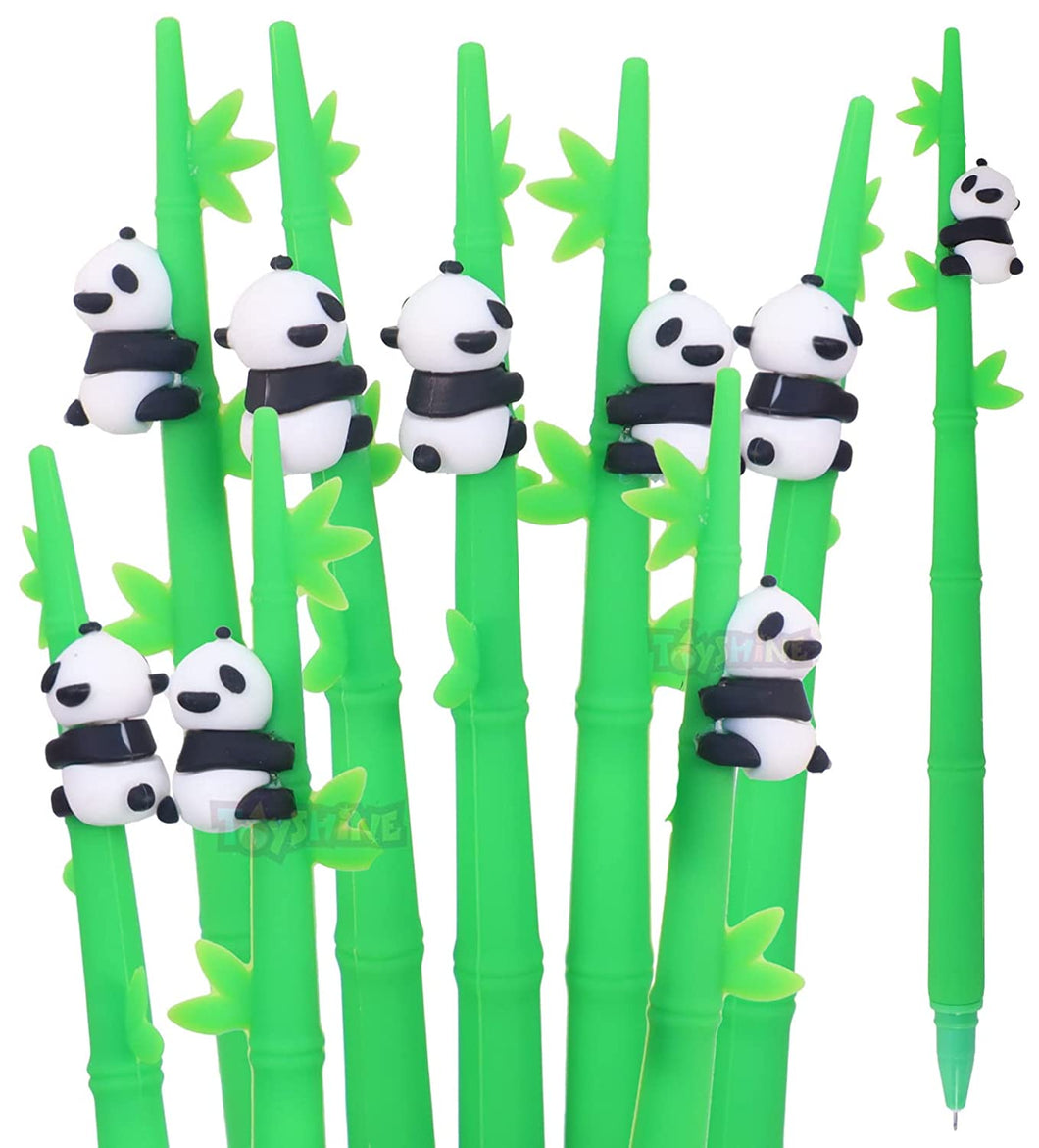 Toyshine Pack of 12 Silicone Covered Panda Gel Pens Set Kawaii Pens, 0.5mm Blue Ink Pens, Novelty Fun Cute Pens for Students School Office Stationery Back to School Birthday Return Gift