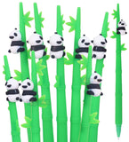 Toyshine Pack of 12 Silicone Covered Panda Gel Pens Set Kawaii Pens, 0.5mm Blue Ink Pens, Novelty Fun Cute Pens for Students School Office Stationery Back to School Birthday Return Gift