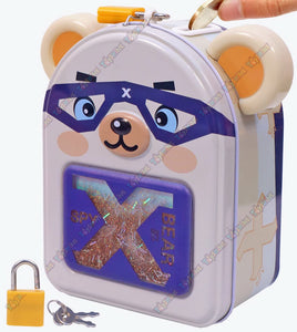 Toyshine Bear Money Box Safe Piggy Bank with Lock, Savings Bank for Kids, Made of Tin Metal - Yellow Bear