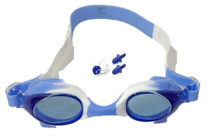 Toyshine Swimming Goggles for (Age 4-16), Leak Proof Anti-fog UV Protection Adjustable Silicone Strap Clear Wide Vision, with protection set( Bliss Blue) SSTP