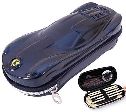 Toyshine Glaze Car Hardtop Pencil Case with Compartments - Kids Large Capacity School Supply Organizer Students Stationery Box - Girls Boys Pen Pouch- Black