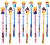 Toyshine Pack of 12 Dolls Colorful Pencils for Girls with Rubber Unicorn Tops, Multi-color, Party Favor, Bitthday Return Gifts