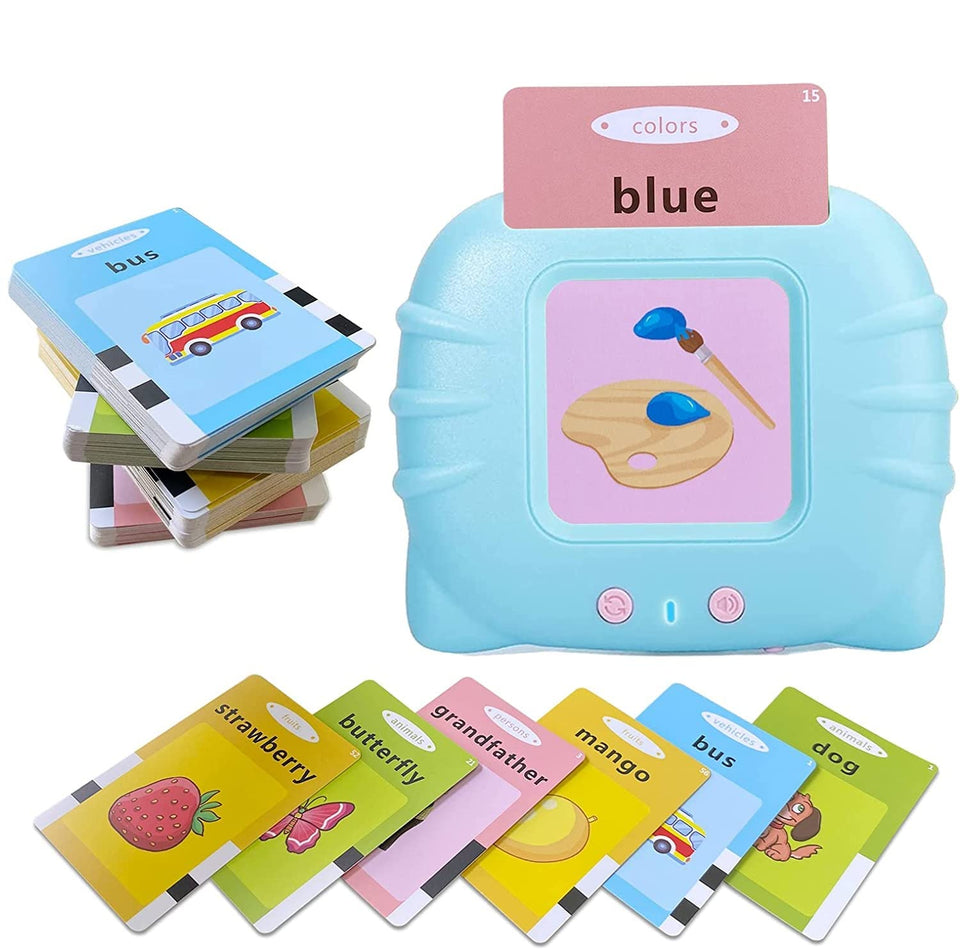 Toyshine Talking Flash Cards Educational Learning Toys for Toddlers Montessori Toys Flash Cards for Age 2 3 4 5 6 | 112 Cards, Blue