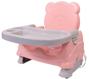 Toyshine Baby Seat Booster Chair Space Saver High Chair Toddler Booster Seat - Portable Feeding Chair with Safety Belt and Food Tray - Pink