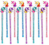 Toyshine Pack of 12 Unicorn Fairy Colorful Pencils for Girls with Rubber Unicorn Tops, Multi-color, Party Favor, Bitthday Return Gifts