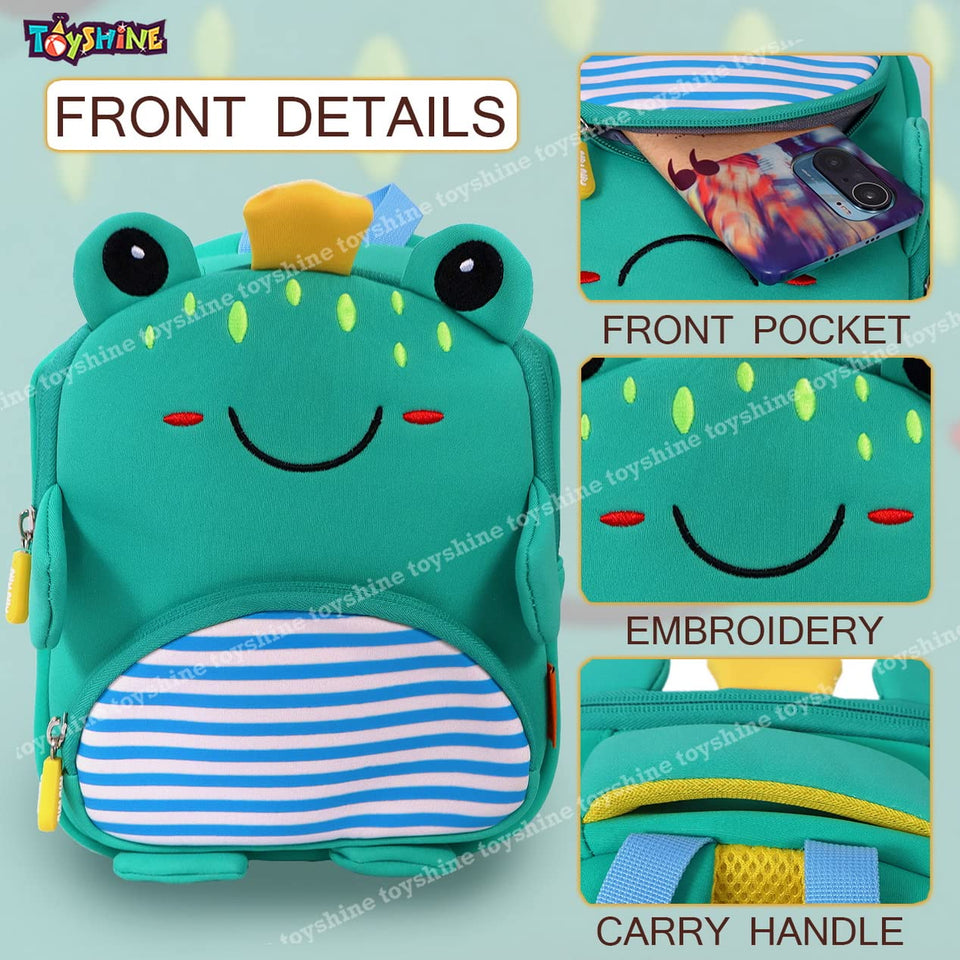 Toyshine Frog Backpacks for Kids Girls Boys Cute Dinosaurs Dino Toddler Backpack Preschool Nursery Travel Bag - Mini Size - Dark Green