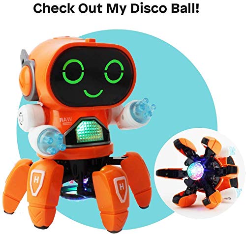 Toyshine Bot Robot Pioneer | Colorful Lights and Music | All Direction Movement | Dancing Robot Toys for Boys and Girls - Orange