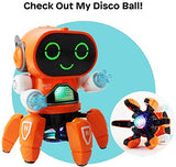 Toyshine Bot Robot Pioneer | Colorful Lights and Music | All Direction Movement | Dancing Robot Toys for Boys and Girls - Orange