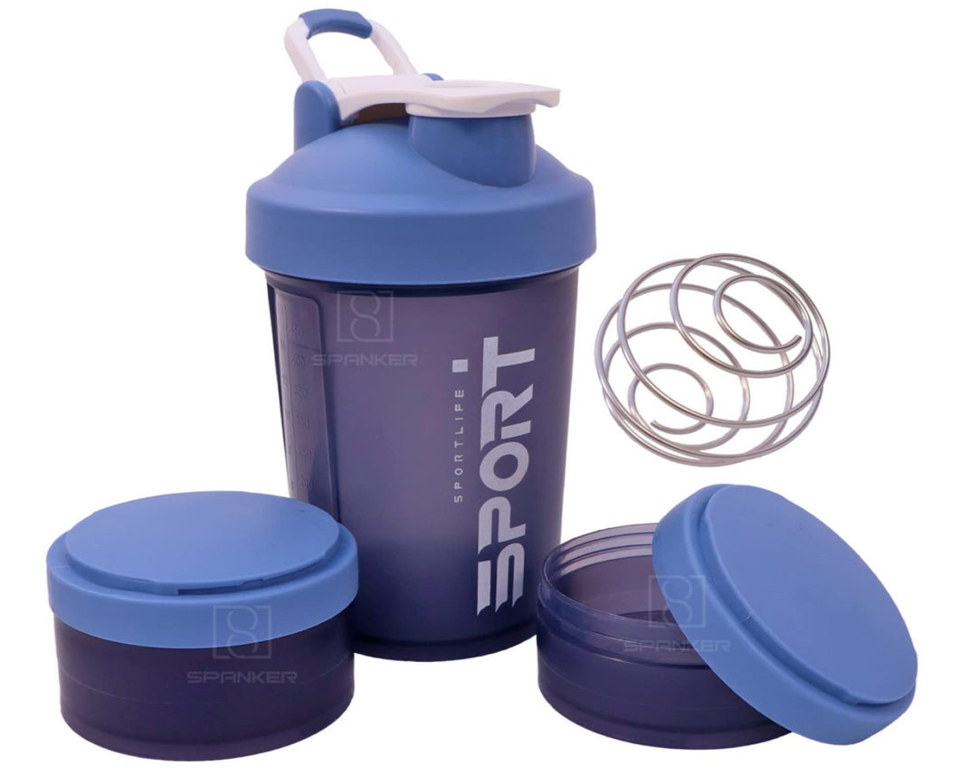 Spanker Sportylife Motivational Leakproof Water 450 ML Shaker, BPA Free Fitness Sports Water Bottle, Blue- SSTP