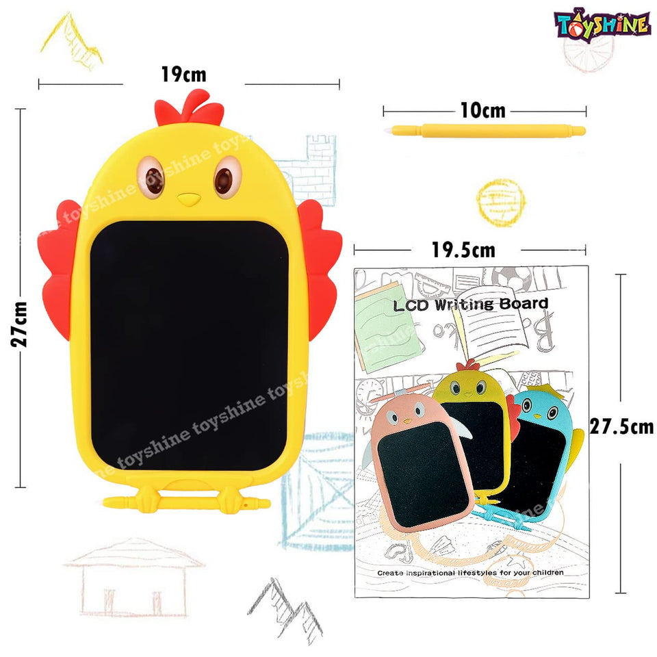 Toyshine Chick Design Colored Writing Tablet for Kids, 8.5 Inches - Yellow