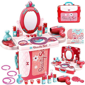 Toyshine 3 in 1 Carry Along Beauty Set Toy with Briefcase and 14 Accessories - Multi Color (TS-2022)