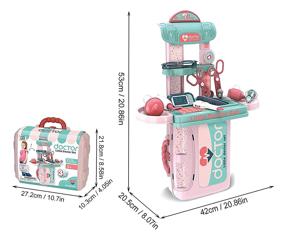 Toyshine 3 in 1 Carry Along Doctor Set Pretend Play Toy, 12 Accessories, Pretend Play Learning Toy