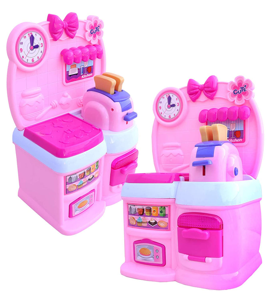 Toyshine new cooking kitchen toy set, battery operated play set with music and lights-Pink (TS-2022)