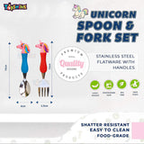 Toyshine Unicorn Theme Stainless Steel Baby Feeding Spoon and Fork Set for Kids