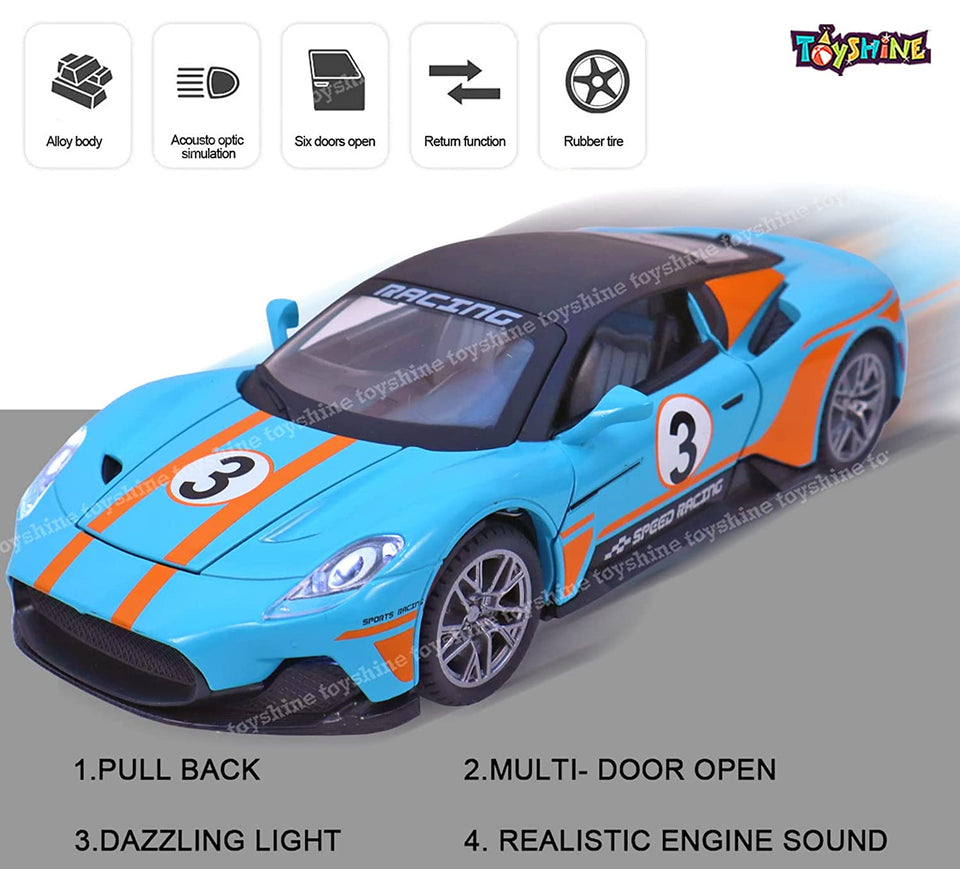 Toyshine 1:22 Sports Car Die Cast Scale Model Dsiplay Car  - Blue