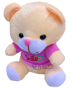 Toyshine Soft Toy for Kids Boy Girl Baby | Soft Feather Cotton Fabric, Smile Bear, Mauve, 17 Cms (TS-2022)