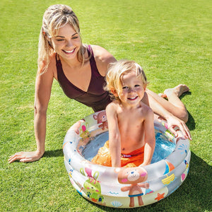 Toyshine Inflatable 3 Rings Baby Bath Tub Swimming Pool Play Centre Toy for Kids - 61 x 61 x 22 Cm