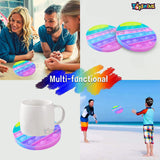 Toyshine Pack of 1 - Round Circle, Fidget Popping Sounds Toy, BPA Free Silicone, Push Bubbles Toy for Autism Stress Reliever, Sensory Toy - Light Color Pop It Toy (TS-2022)