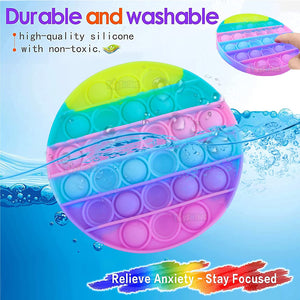 Toyshine Pack of 1 - Round Circle, Fidget Popping Sounds Toy, BPA Free Silicone, Push Bubbles Toy for Autism Stress Reliever, Sensory Toy - Light Color Pop It Toy (TS-2022)