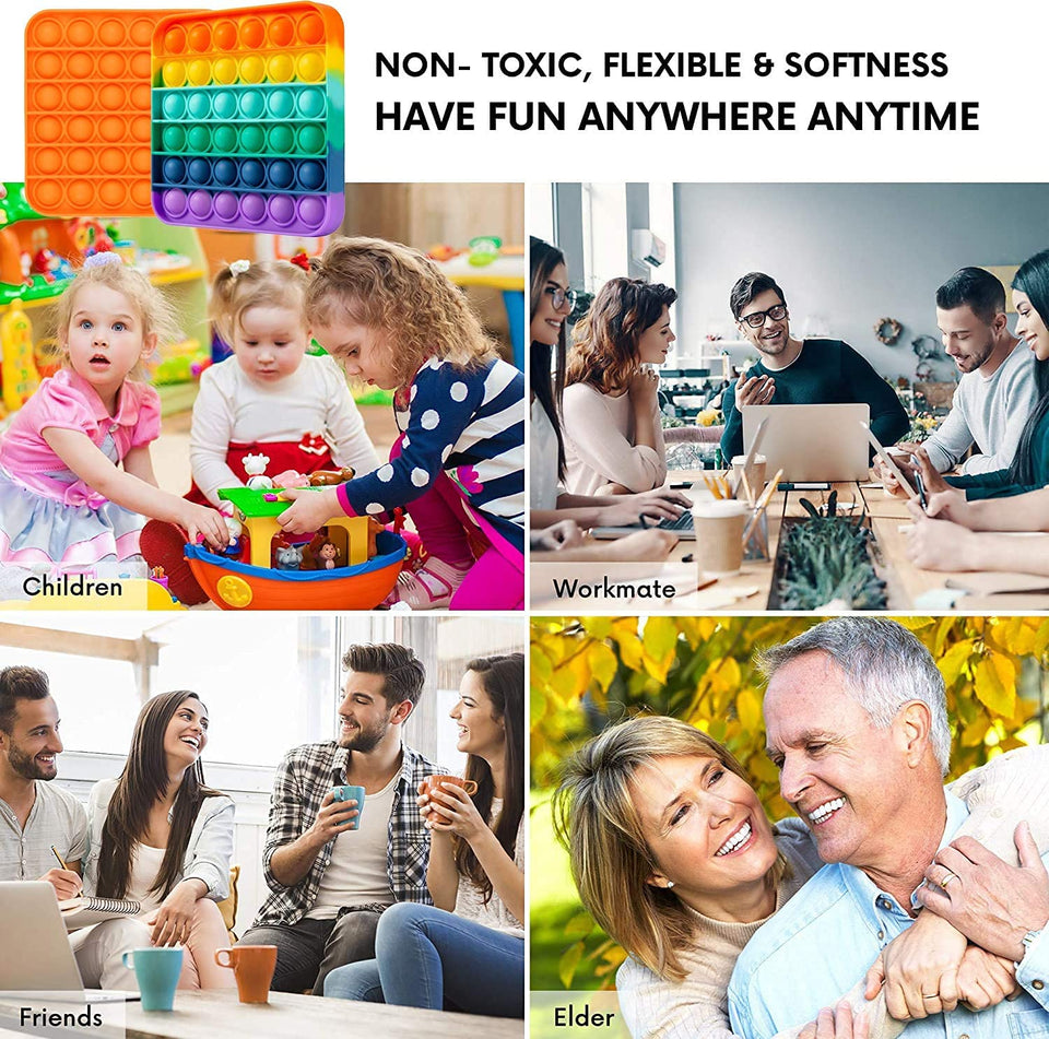 Toyshine Pack of 3- Square, Octagone, Circle - Fidget Popping Sounds Toy, BPA Free Silicone, Push Bubbles Toy for Autism Stress Reliever, Sensory Toy Pop It Toy (TS-2022)