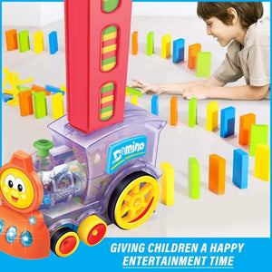 Toyshine 40 Pcs Domino Train Toy Set, Domino Rally Train Model with Lights and Sounds Construction and Stacking Toys - B
