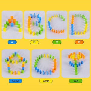 Toyshine 40 Pcs Domino Train Toy Set, Domino Rally Train Model with Lights and Sounds Construction and Stacking Toys - B