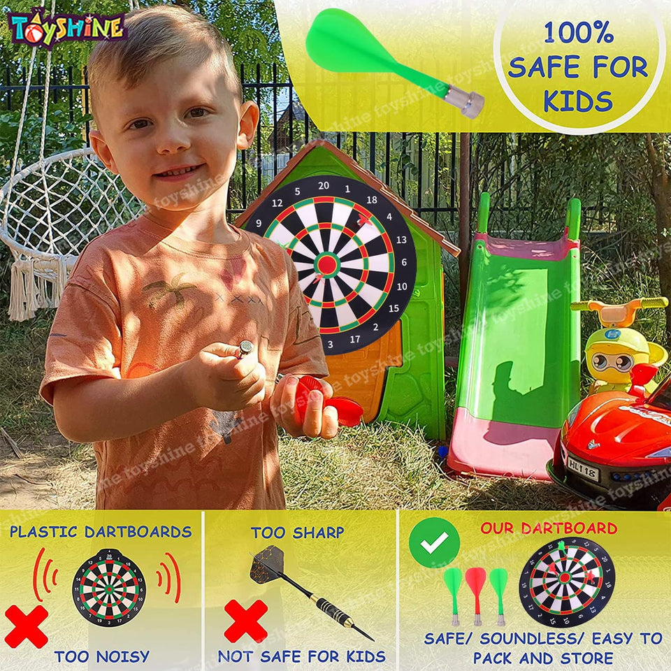Toyshine Round Magnetic Dartboard Board Game Set - Bullseye Dartboard,13 Inch Board with 6 pcs Safe Darts