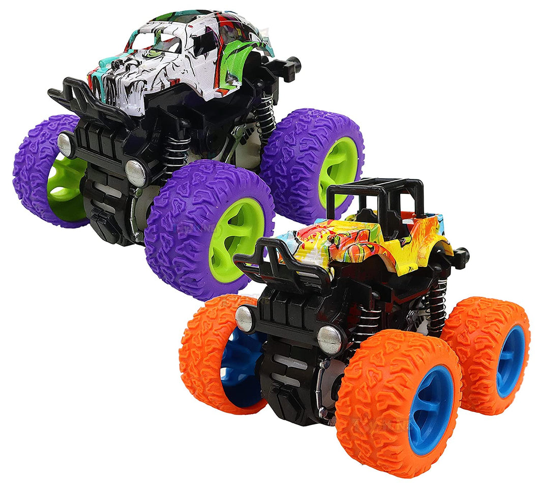 Toyshine Pack of 2 Friction Powered Rock Crawler Mini Car Toys for Kids, Stunt Car Toy, Multi-Color Design (TS-2022)