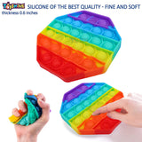 Toyshine Pack of 4- Circle, Square, Heart and Octagon - Fidget Popping Sounds Toy, BPA Free Silicone, Push Bubbles Toy for Autism Stress Reliever, Sensory Toy Pop It Toy (TS-2022)