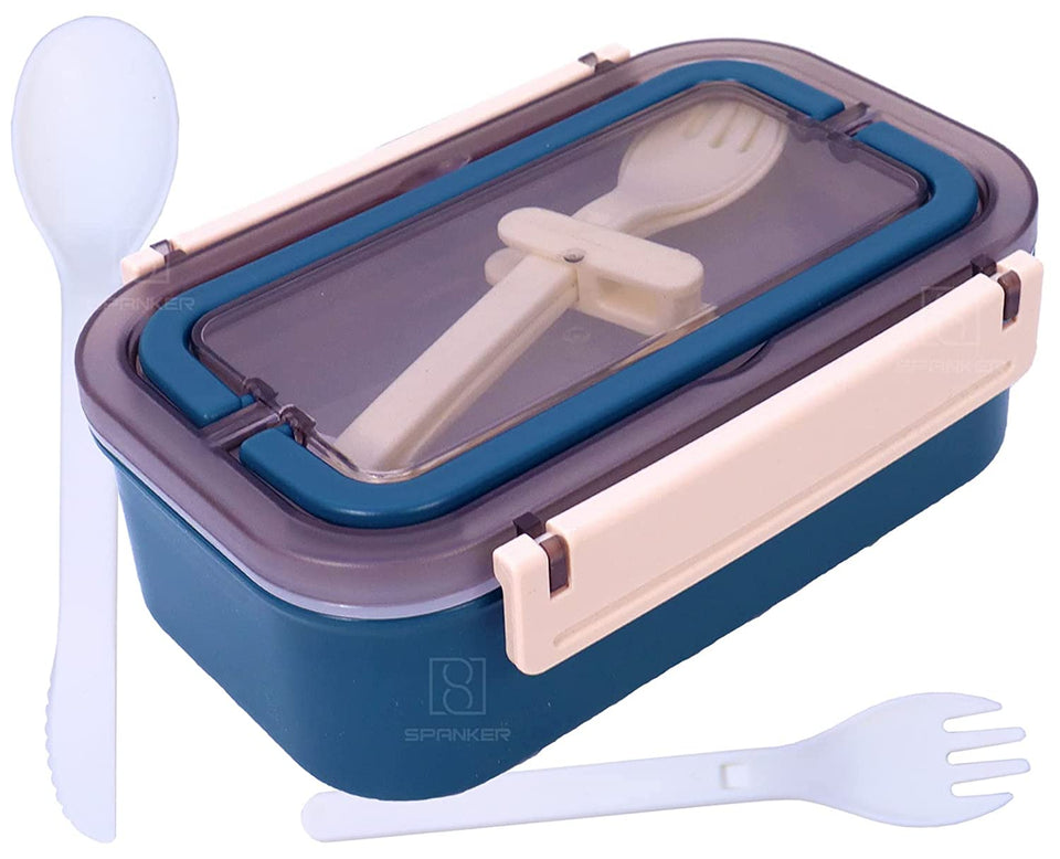 Spanker Lunch Box Thermal Stainless Steel Insulation YUM YUM Box Tableware Set Portable Lunch Containers For Kid Adult Student Children Keep Food - Blue