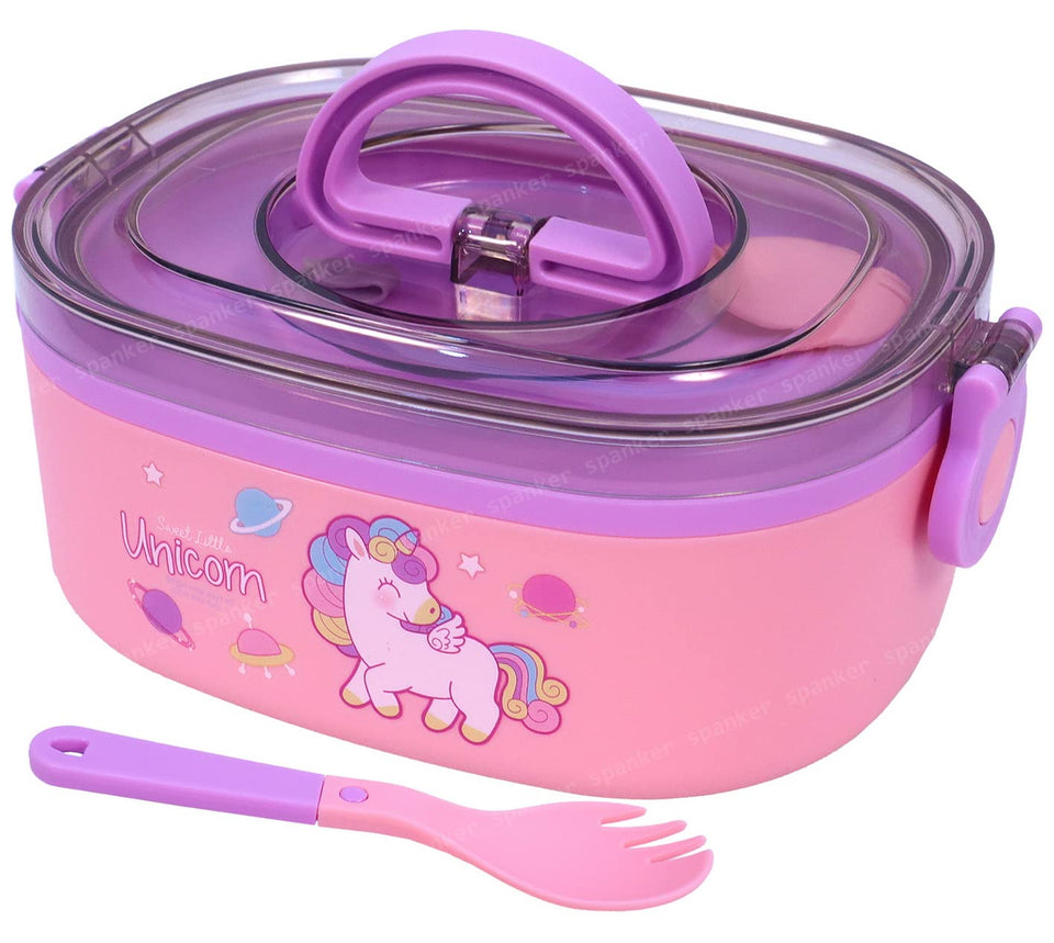 Spanker Unicorn Lunch Box Thermal Stainless Steel 1000 ML Insulation Brunch Munch Box Tableware Set Portable Lunch Containers for Kid Adult Student Children Keep Food - Pink