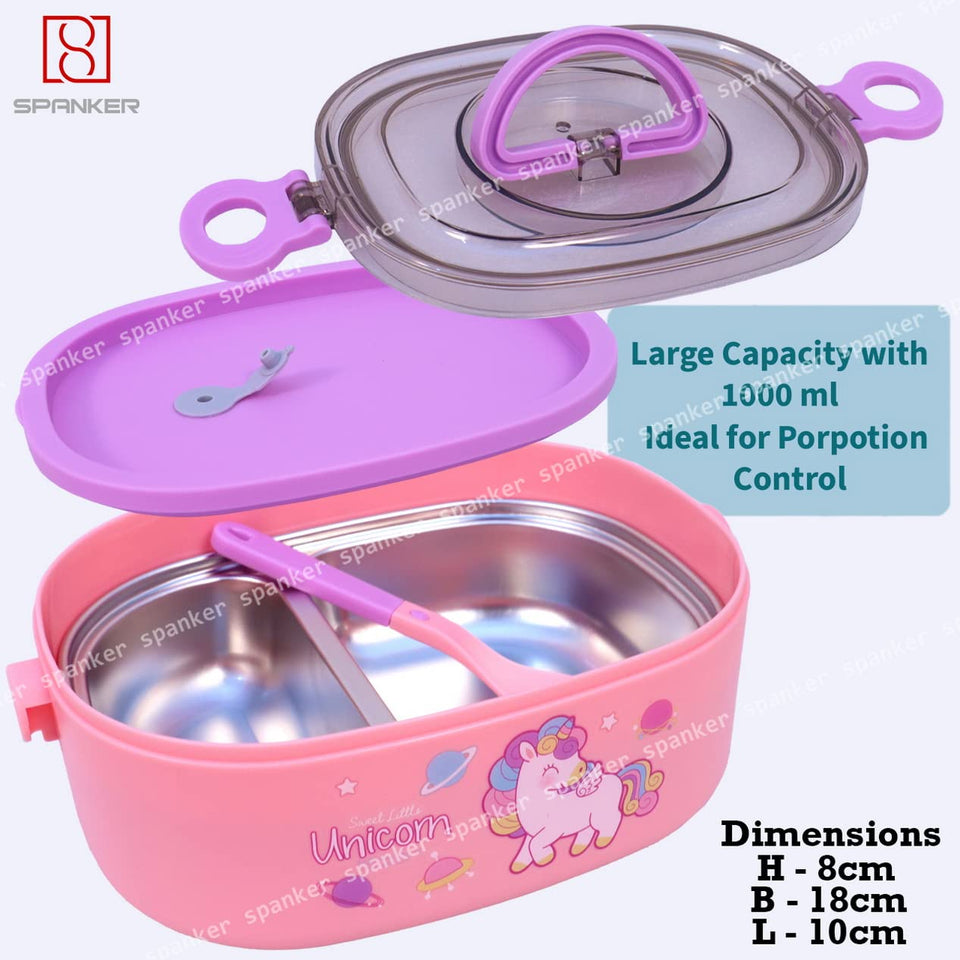 Kids Tiffin Lunch Box with Insulated Lunch Box Cover, Light Pink